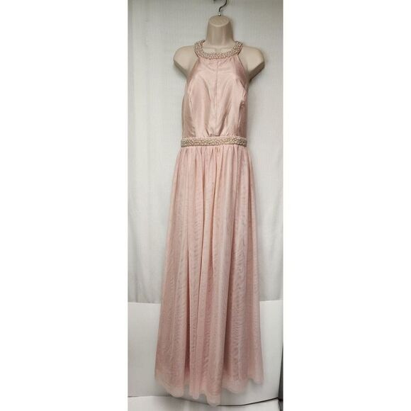 Speechless Juniors' Imitation-Pearl Halter Gown Size 15 Color Pink - Picture 3 of 9